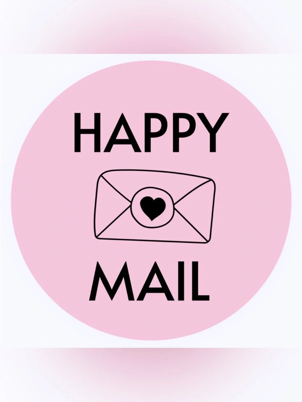 50 STICKERS - 2” ROUND - ‘HAPPY MAIL’ - PINK